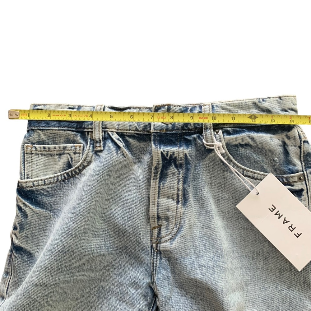 FRAME Le Slouch Bermuda Shorts Raw Hem Button Fly Blue Denim Size 23 NWT - Picture 10 of 13
